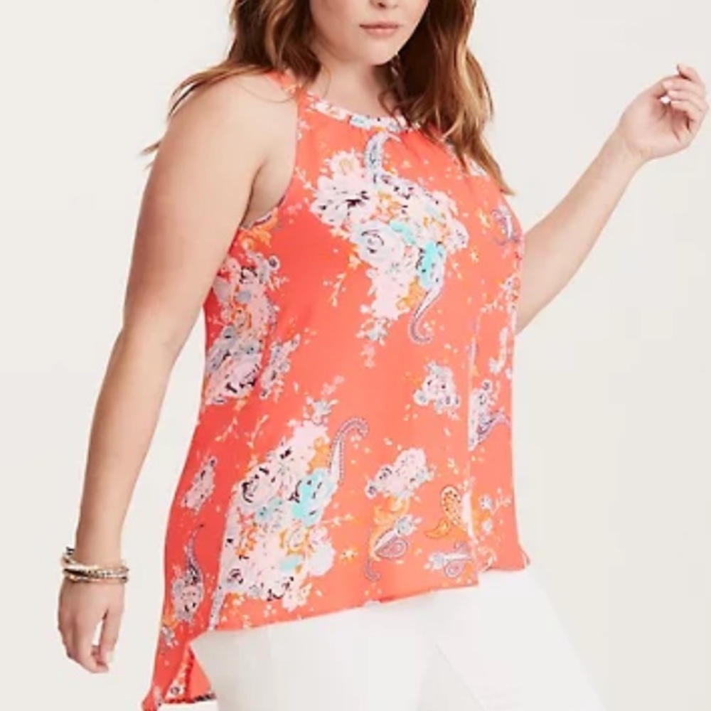 Torrid Floral Paisley Print High Neck Tank Top